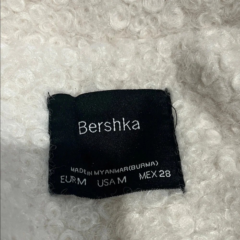 Bershka boucle coat in ecru,‎ size medium